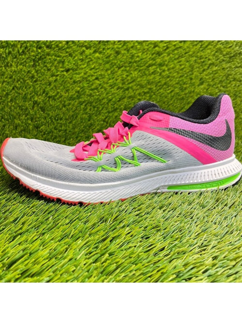 Nike Air Zoom Winflo 3 Womens Size 10 Gray Pink Athletic Running Shoes Sneakers - Picture 3 of 11